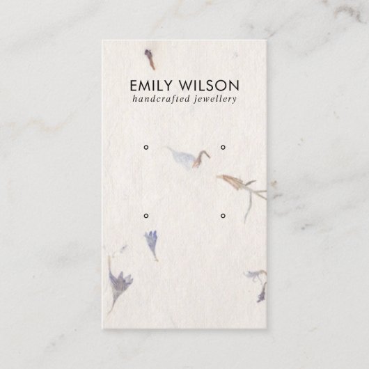 マウブ花びら手作り紙2スタッドイヤリングディスプレイ 名刺 (正面)