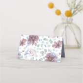 マウベダスティブルーエレガントフローラロマン結婚ティック プレイスカード (裏面)