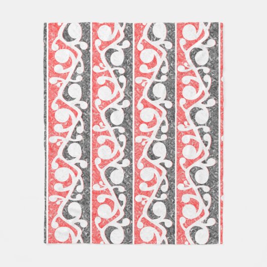 マウリ・コワイMaori Kowhaiwhaiの紋様 フリースブランケット (正面)