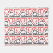 マウリ・コワイMaori Kowhaiwhaiの紋様 フリースブランケット (正面(横))