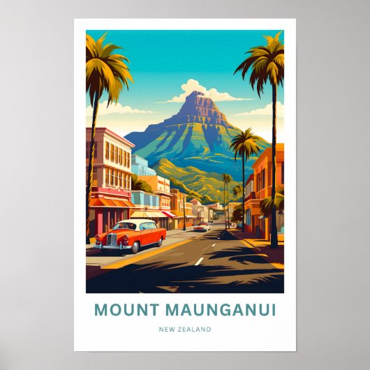 マウンガヌイ島ニュージーランドトラベルプリント ポスター (正面)