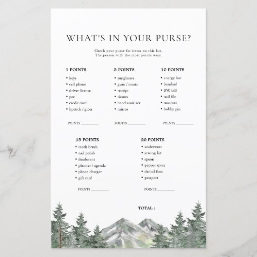 マウンテンあなたの財布のゲームカードの中に何がある (正面)