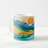 マウンテンかわいらしサンセットレイクランドスケープ抽象芸術 コーヒーマグカップ (正面左)