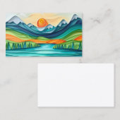 マウンテンかわいらしサンセットレイクランドスケープ抽象芸術 名刺 (正面/裏面)