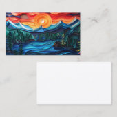 マウンテンかわいらしサンセットレイクランドスケープ抽象芸術 名刺 (正面/裏面)