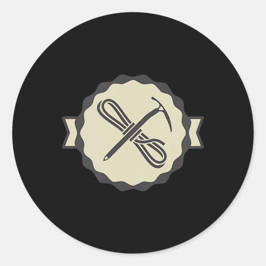 マウンテンアイス登山アイコンアイスウォールロッククライマー ラウンドシール (正面)