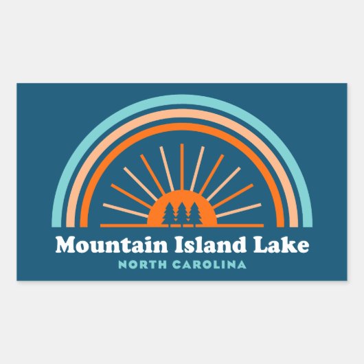マウンテンアイランドレイクノースカロライナ虹 長方形シール (正面)