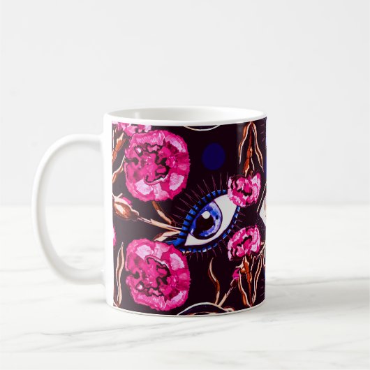 マウンテンアイ。抽象芸術パターン コーヒーマグカップ (左)