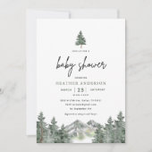 マウンテンアウトドアウィンターボーイベビーシャワー招待状 招待状 (正面)
