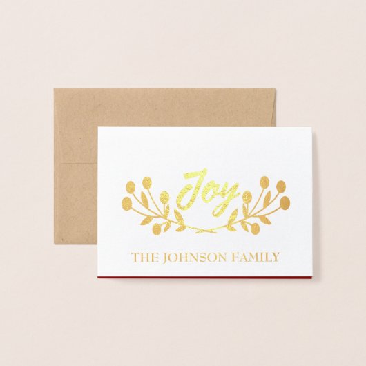 マウンテンアッシュ喜びスクリプトフォトバーガンディ金ゴールドホワイト 箔カード (封筒付き正面)