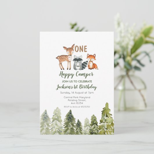 マウンテンアドベンチャーキャンパーの最初の誕生日 招待状 (スタンド正面)