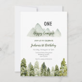 マウンテンアドベンチャーキャンパー1歳の誕生日の招待状 招待状 (正面)