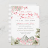 マウンテンアドベンチャーピンク薄紫ブライダルシャワー 招待状 (正面/裏面)