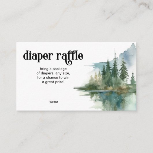 マウンテンアドベンチャーフォレスト緑おむつラッフル エンクロージャーカード (正面)