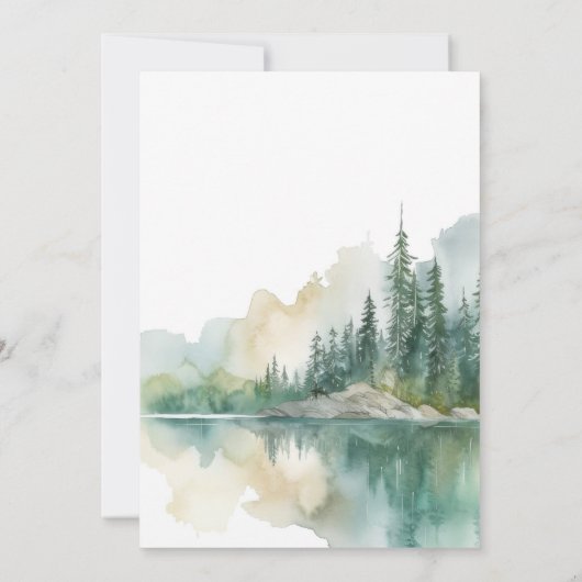 マウンテンアドベンチャーフォレスト緑の赤ちゃんシャワー 招待状 (裏面)