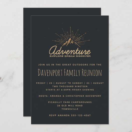 マウンテンアドベンチャー素朴ファミリー懇親会招待状 招待状 (正面/裏面)