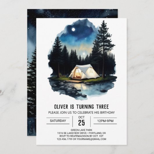 マウンテンアドベンチャー誕生日招待状 招待状 (正面/裏面)