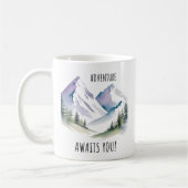 マウンテンアート，ワンダーラスト，冒険を待つ，旅行 コーヒーマグカップ (左)