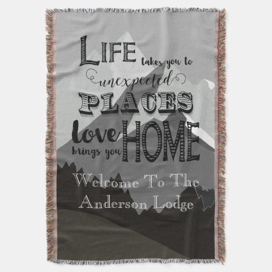 マウンテンインスピレーション引用文ライフテイク スローブランケット (正面縦)
