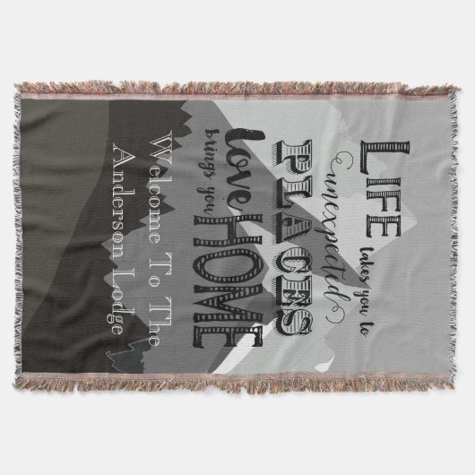 マウンテンインスピレーション引用文ライフテイク スローブランケット (正面)