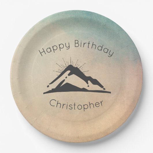 マウンテンウィズサンレイズハッピーバースデー ペーパープレート (正面)