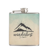 マウンテンウィズサンレイズ&ワンダーラストタイポグラフィ フラスク (正面)