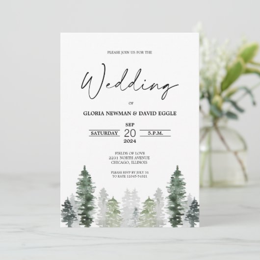 マウンテンウィンターエレガントウェディング招待状 招待状 (スタンド正面)