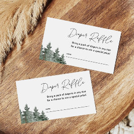 マウンテンウィンターベイビーシャワーおむつラッフルカード エンクロージャーカード