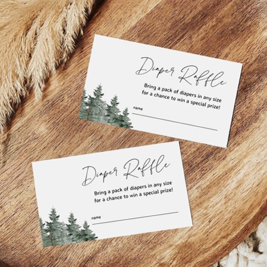 マウンテンウィンターベイビーシャワーおむつラッフルカード エンクロージャーカード