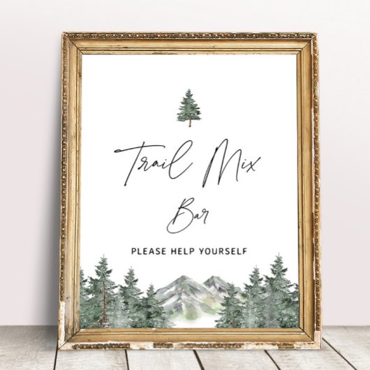 マウンテンウィンターベイビーシャワートレイルミックスバー標識 ポスター