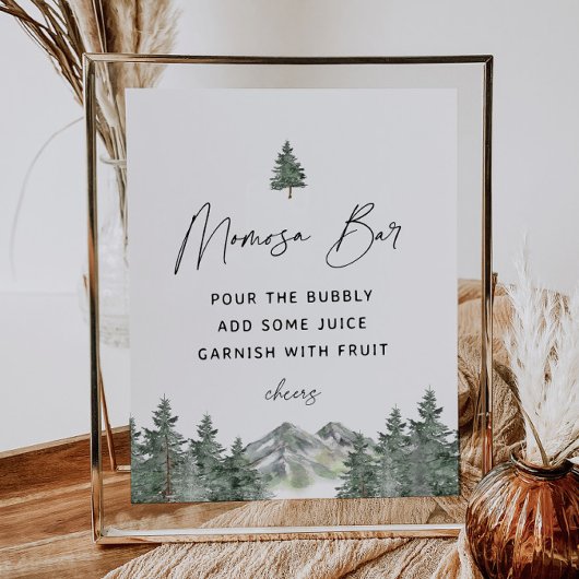 マウンテンウィンターベビーシャワーモモモモザバーサイン ポスター