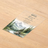 マウンテンウェディングパーティーブライダルシャワー アクリル招待状 (レイダウン)