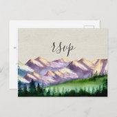 マウンテンウェディングRSVPと食事の選択 インビテーションポストカード (正面/裏面)