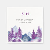 マウンテンウォーターエレガントカラーマウヴ結婚シック スタンダードカクテルナプキン (正面)