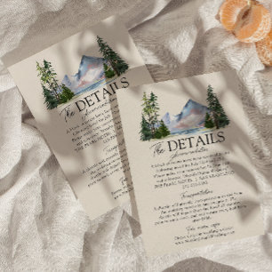 マウンテンウォーターカラーウッドランドパイン結婚ズ詳細 エンクロージャーカード
