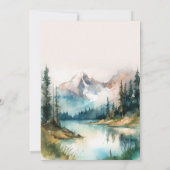 マウンテンウォーターカラー素朴エバーグリーン結婚ツリー 招待状 (裏面)