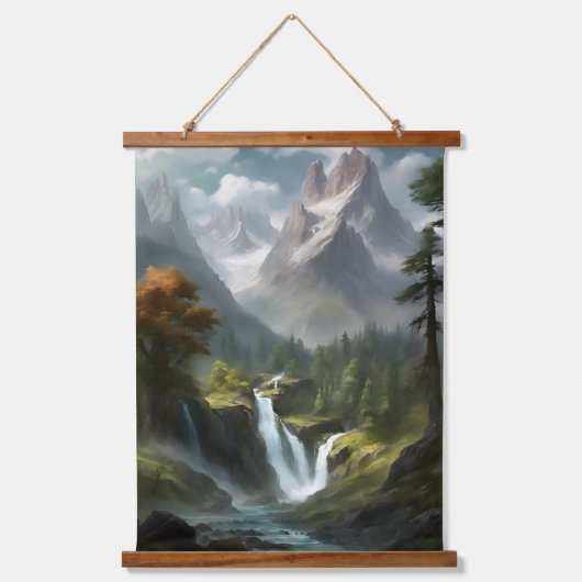 マウンテンウォーターフォールセレニティホテル自然ランドスケープ 吊り下げ型タペストリー (正面)