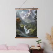 マウンテンウォーターフォールセレニティホテル自然ランドスケープ 吊り下げ型タペストリー (寝室)