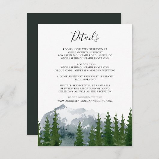 マウンテンウォーター素朴カラーパイン結婚ズ詳細 エンクロージャーカード (正面/裏面)