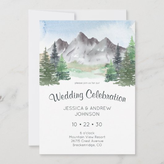 マウンテンウォーター結婚カラーお祝い 招待状 (正面)