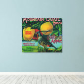 マウンテンウズラりんごクレートラベル キャンバスプリント (インサイチュ (ウッドフロア))