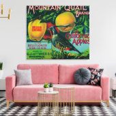 マウンテンウズラりんごクレートラベル キャンバスプリント (インサイチュ (リビング))