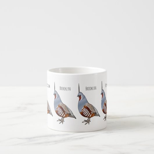 マウンテンウズラ鳥の漫画イラストレーション エスプレッソカップ (正面)