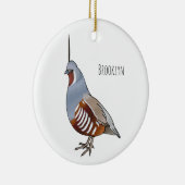 マウンテンウズラ鳥の漫画イラストレーション セラミックオーナメント (右)