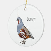 マウンテンウズラ鳥の漫画イラストレーション セラミックオーナメント (左)