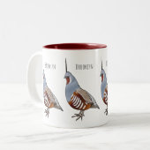 マウンテンウズラ鳥の漫画イラストレーション ツートーンマグカップ (正面左)