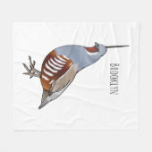 マウンテンウズラ鳥の漫画イラストレーション フリースブランケット (正面(横))