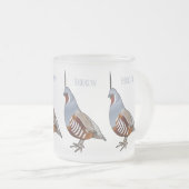 マウンテンウズラ鳥の漫画イラストレーション フロストグラスマグカップ (正面右)