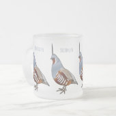 マウンテンウズラ鳥の漫画イラストレーション フロストグラスマグカップ (正面左)