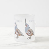 マウンテンウズラ鳥の漫画イラストレーション フロストグラスマグカップ (中央)